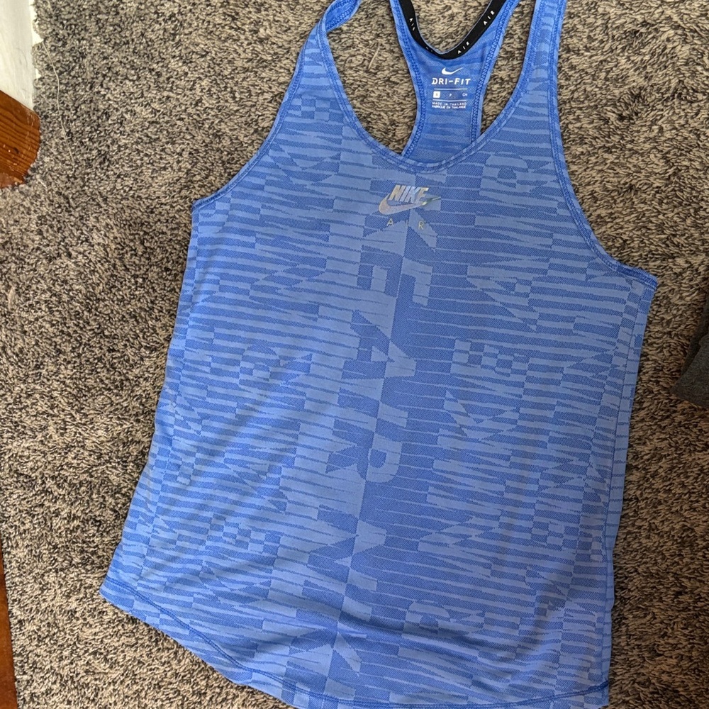 Nike Women's Striped Blue Dri-FIT Tank Top
